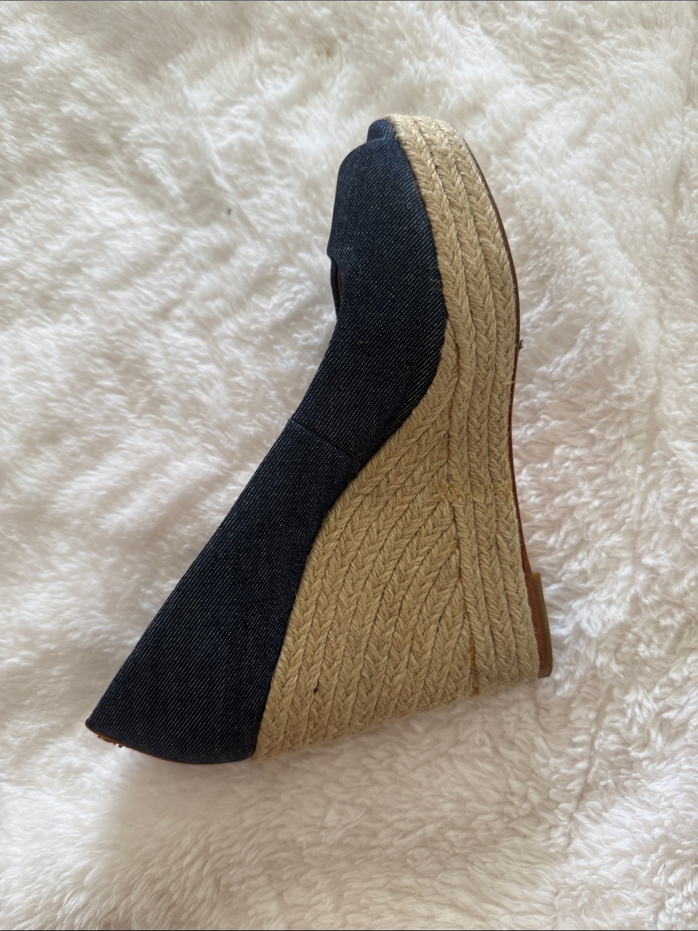 Coach Denim Peep-Toe Espadrille Wedge in Navy - Picture 11 of 13